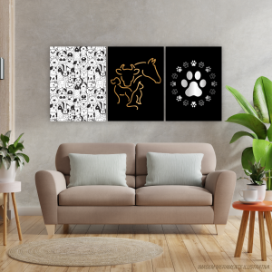 Conjunto Quadro Canvas - Escritório Veterinário