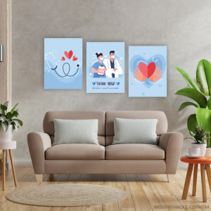 Conjunto Quadro Canvas - Thank you Doctors and Nurses (2)