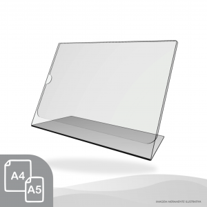 DISPLAY DE MESA HORIZONTAL Acrílico Cristal 2mm A5 ou A4    