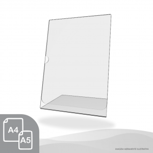 DISPLAY DE MESA VERTICAL Acrílico Cristal 2mm A5 ou A4    