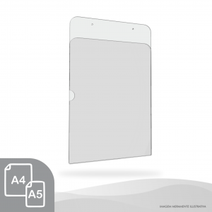 DISPLAY DE PAREDE VERTICAL 2 Acrílico Cristal 2mm A5 ou A4    