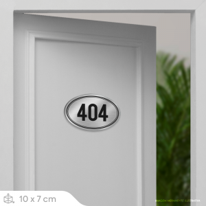 Números para Apartamento - Inox Oval 10x7cm Inox Escovado 10x7cm Impressão UV Preta   