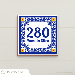 Números Residenciais - Azulejo 15x15cm Azulejo Acetinado Branco Bold 15,5x15,5cm Impressão UV   