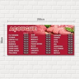 Placa Açougue PS 2mm 200x90cm  Adesivo impresso Laminação 