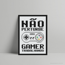 Quadro decorativo geek GAMER TRABALHANDO PS 3mm     