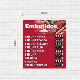 Placa Embutidos PS 2mm 80x90cm  Adesivo impresso Laminação 