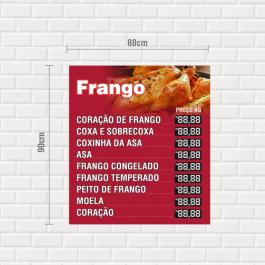 Placa Frango PS 2mm 80x90cm  Adesivo impresso Laminação 