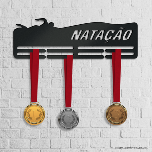 Porta Medalhas Natação MDF preto 6mm 40x13cm    Fita Dupla Face