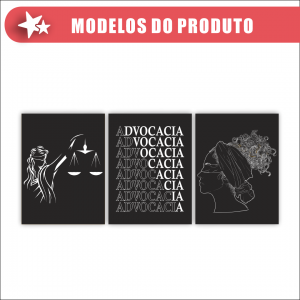 Conjunto Quadro Canvas - Advocacia Tecido Canvas Impresso 91,5x40,5   Estrutura em Madeira 