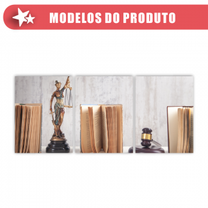 Conjunto Quadro Canvas - Poder da Justiça Tecido Canvas Impresso 91,5x40,5   Estrutura em Madeira 