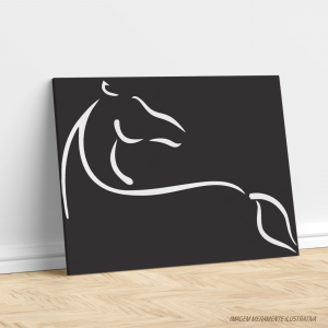 Quadro Canvas - Cavalo Logo Tecido Canvas Impresso Três Tamanhos   Estrutura em Madeira 