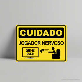 QUADRO DECORATIVO GEEK CUIDADO JOGADOR NERVOSO PS 3mm     