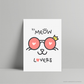 QUADRO DECORATIVO MEOW LOVERS PS 3mm 21x29cm    Fita Dupla face
