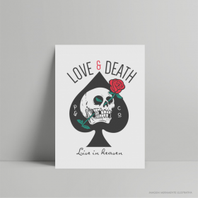 QUADRO DECORATIVO LOVE & DEATH PS 3mm 21x29cm    Fita Dupla face