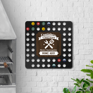 Placa Porta Tampinhas - Cantinho do Churrasco MDF 6 mm 42x42cm   Impresssão UV + verniz 