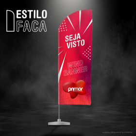 WIND BANNER FACA Plastico, fibra e tecido 4 tamanhos Dupla face   